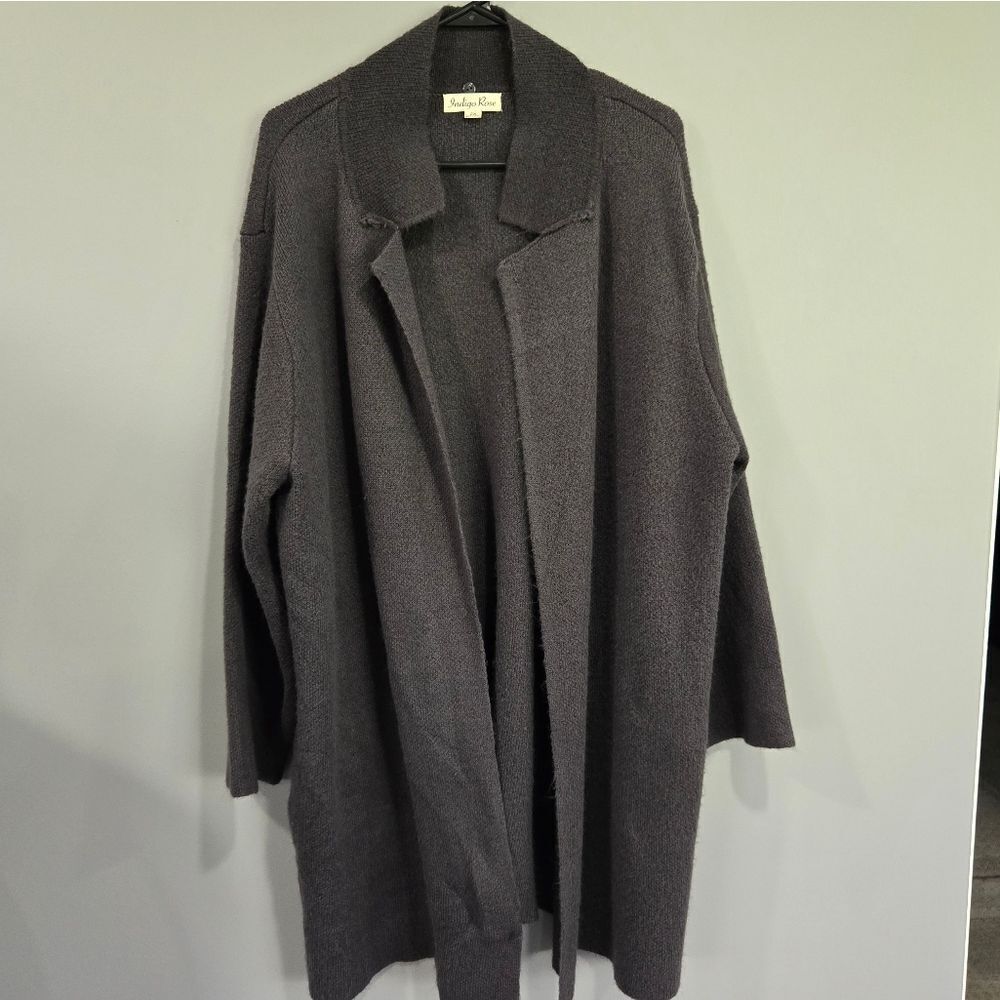 🐢 Indigo Rose Grey Cardigan Island Wrap. Size 2X